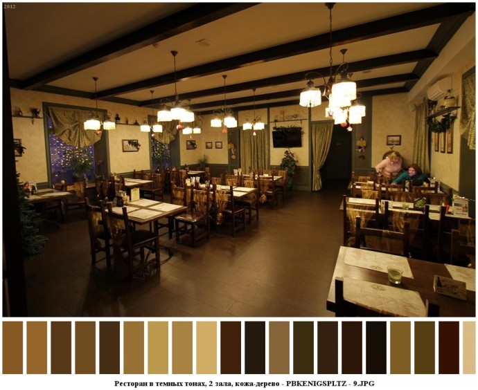 Ресторан в темных тонах, 2 зала, кожа-дерево для съемок 8