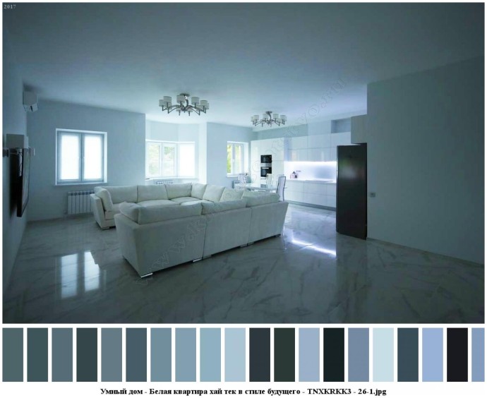 Умный дом - белая квартира хай тек в стиле будущего для съемок 3